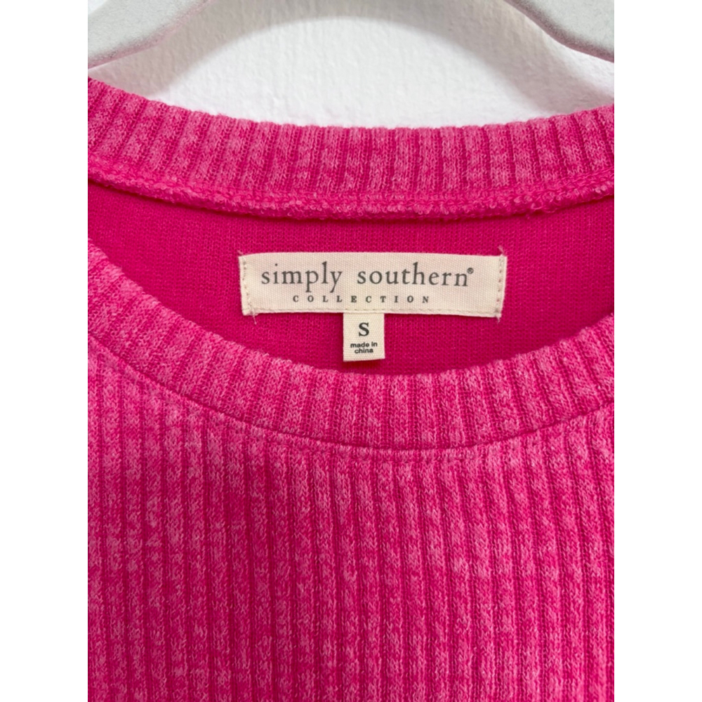 Women's Simply Southern Pink Ribbed Mini Dress with Buttons, Size S - Picture 3 of 9